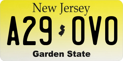 NJ license plate A29OVO