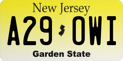 NJ license plate A29OWI