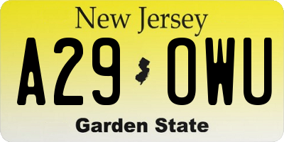 NJ license plate A29OWU