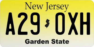 NJ license plate A29OXH