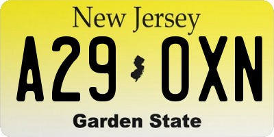 NJ license plate A29OXN