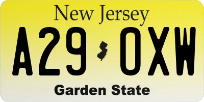 NJ license plate A29OXW