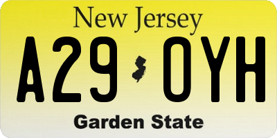NJ license plate A29OYH