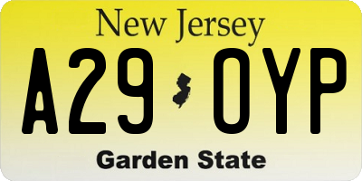 NJ license plate A29OYP