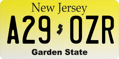 NJ license plate A29OZR