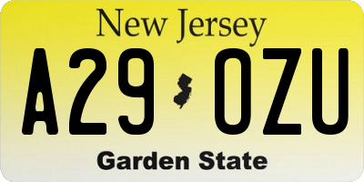 NJ license plate A29OZU