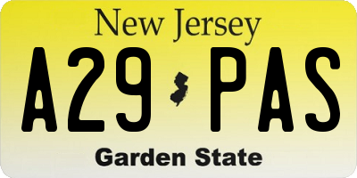 NJ license plate A29PAS