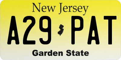 NJ license plate A29PAT