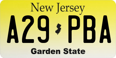 NJ license plate A29PBA