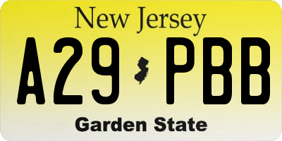 NJ license plate A29PBB