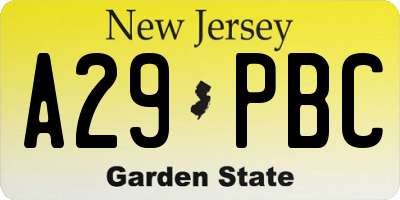 NJ license plate A29PBC
