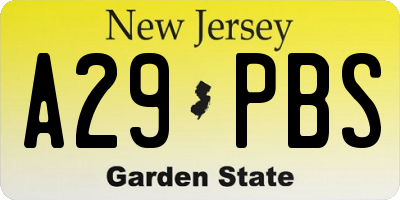 NJ license plate A29PBS