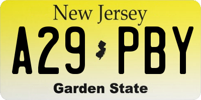 NJ license plate A29PBY