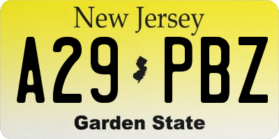 NJ license plate A29PBZ