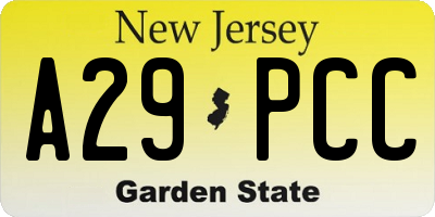 NJ license plate A29PCC