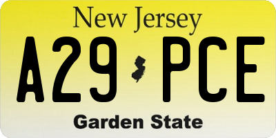 NJ license plate A29PCE