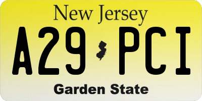 NJ license plate A29PCI
