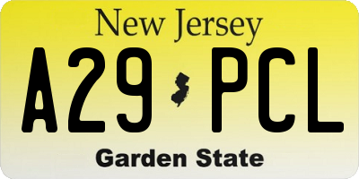NJ license plate A29PCL