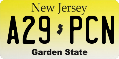 NJ license plate A29PCN