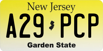 NJ license plate A29PCP