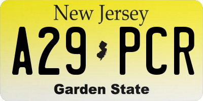 NJ license plate A29PCR