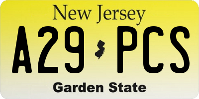 NJ license plate A29PCS