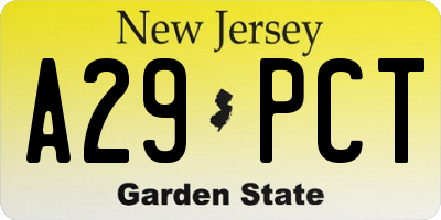 NJ license plate A29PCT