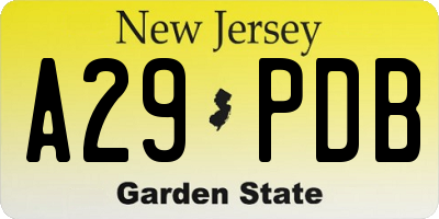 NJ license plate A29PDB