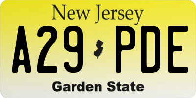 NJ license plate A29PDE