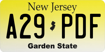 NJ license plate A29PDF