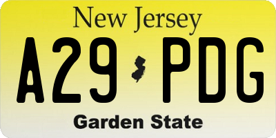 NJ license plate A29PDG