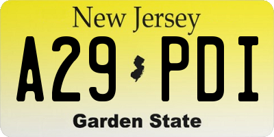 NJ license plate A29PDI