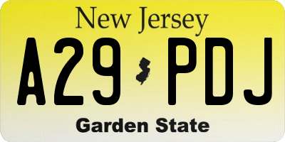 NJ license plate A29PDJ