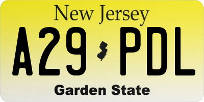 NJ license plate A29PDL