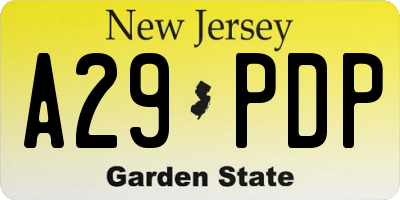 NJ license plate A29PDP
