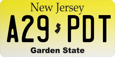NJ license plate A29PDT