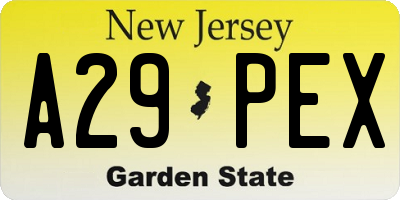 NJ license plate A29PEX