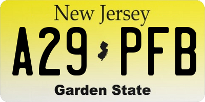 NJ license plate A29PFB