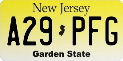 NJ license plate A29PFG