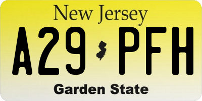NJ license plate A29PFH