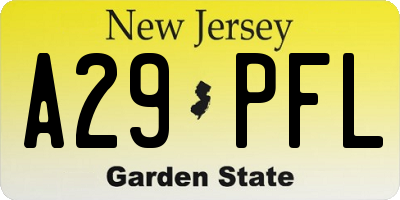 NJ license plate A29PFL