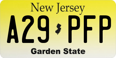 NJ license plate A29PFP