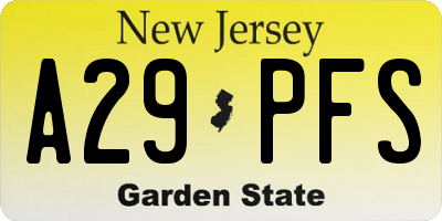 NJ license plate A29PFS