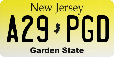 NJ license plate A29PGD
