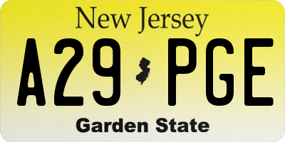 NJ license plate A29PGE