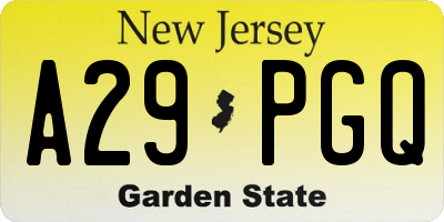 NJ license plate A29PGQ