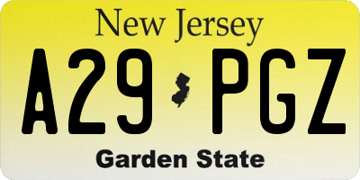 NJ license plate A29PGZ