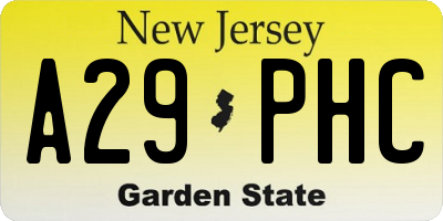 NJ license plate A29PHC