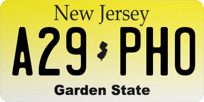 NJ license plate A29PHO