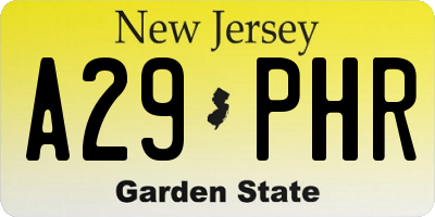 NJ license plate A29PHR